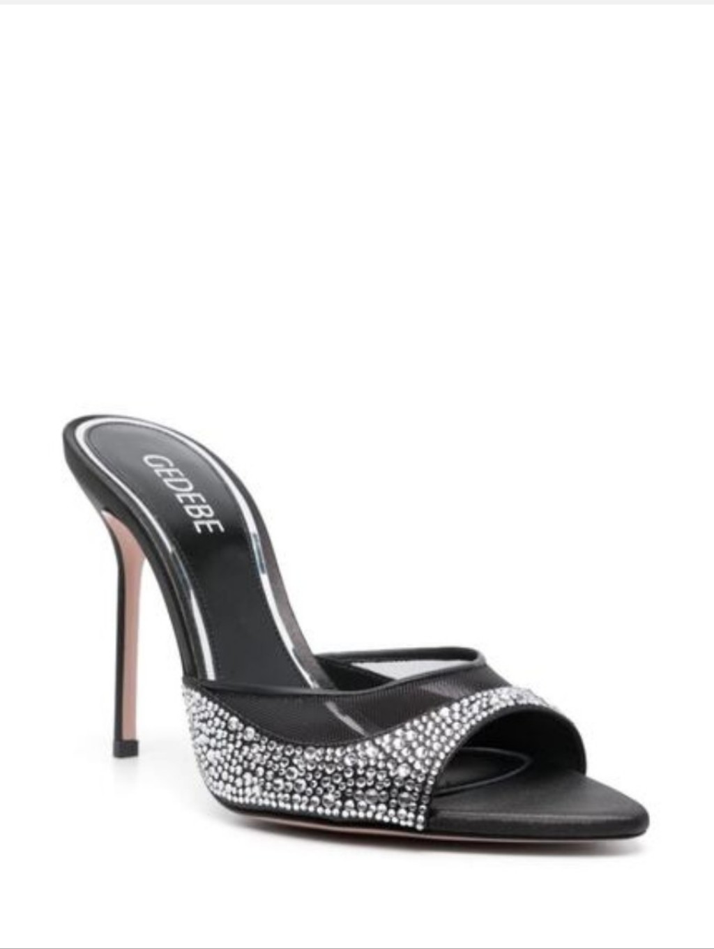 Gedebe Isabelli Black Crystal Embelished Womens Open Toe Black Sandals Size 38.5